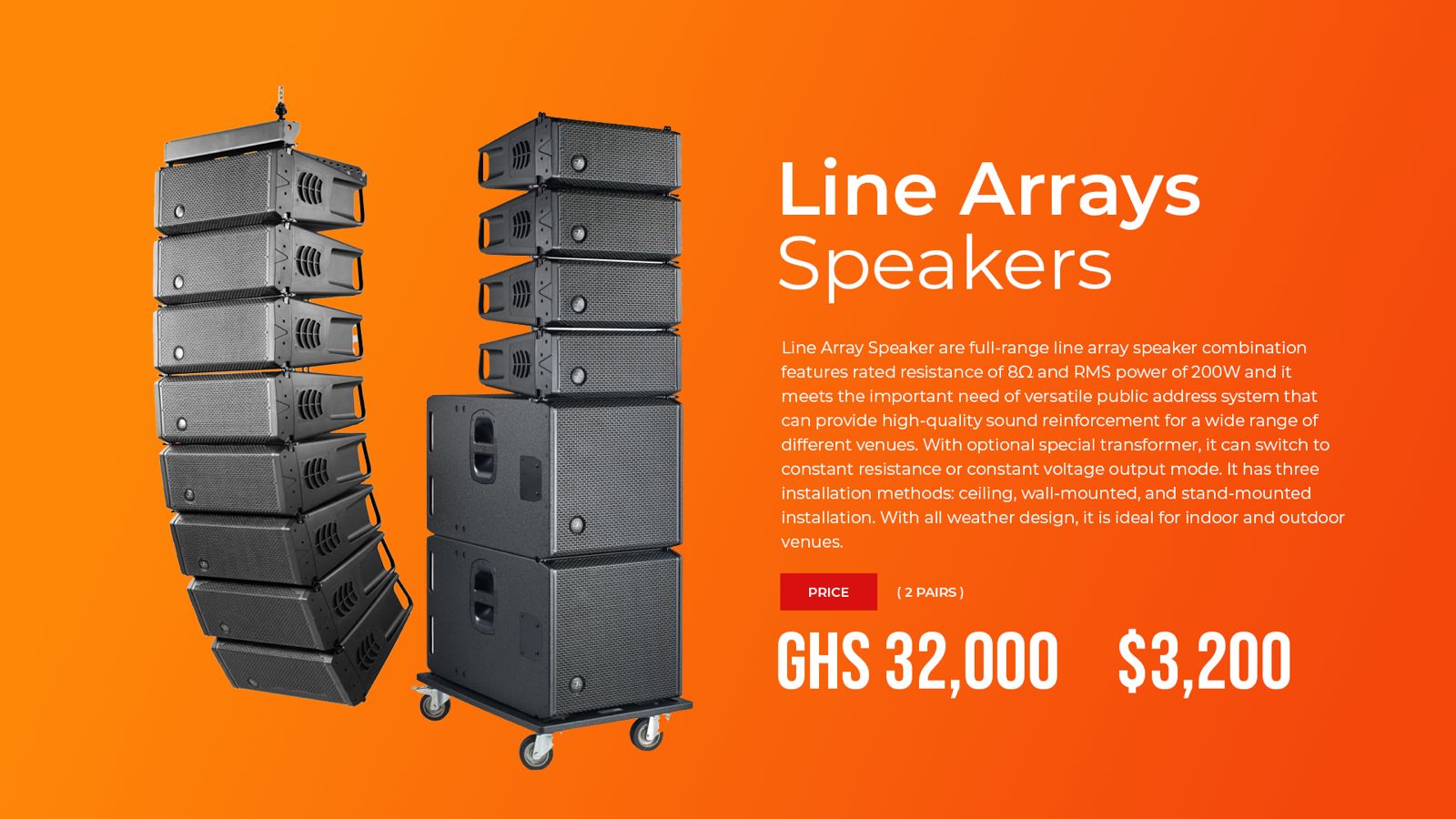 Line Array Speakers (2 pairs)